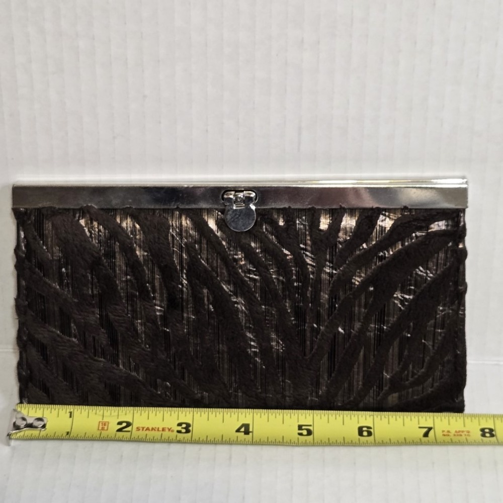 Charming Charlie Brown Zebra Print Clutch, Metallic Purse - Picture 3 of 5